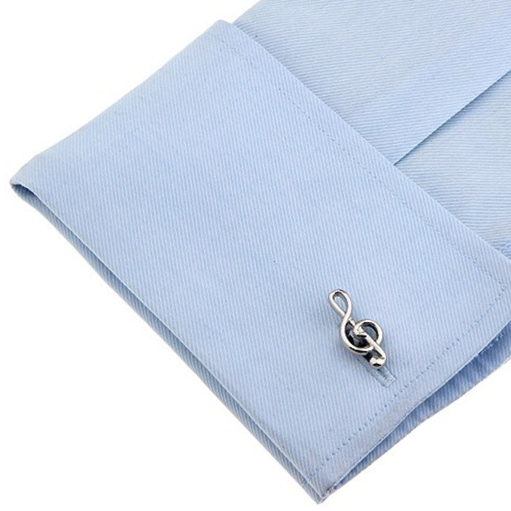 Silver Musical Note Cufflinks - Picture 2 of 16